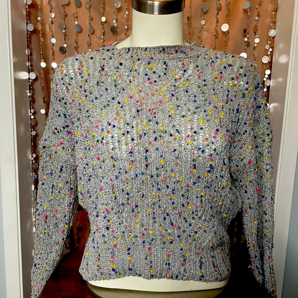Grey and Rainbow Knit Sweater New Condition Never Worn